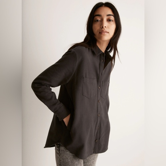 NWT Women’s Madewell Black Oversized Casual Button Down Fleece Shirt - Size XL - Picture 9 of 11